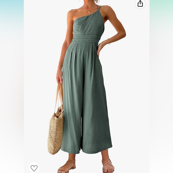 Anrabess Pants - ANRABESS Women's Summer Straps One Shoulder Wide Leg Jumpsuit Romper w/ Pockets